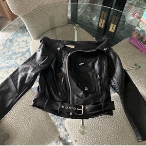 Off The Shoulder Motto Jacket Top